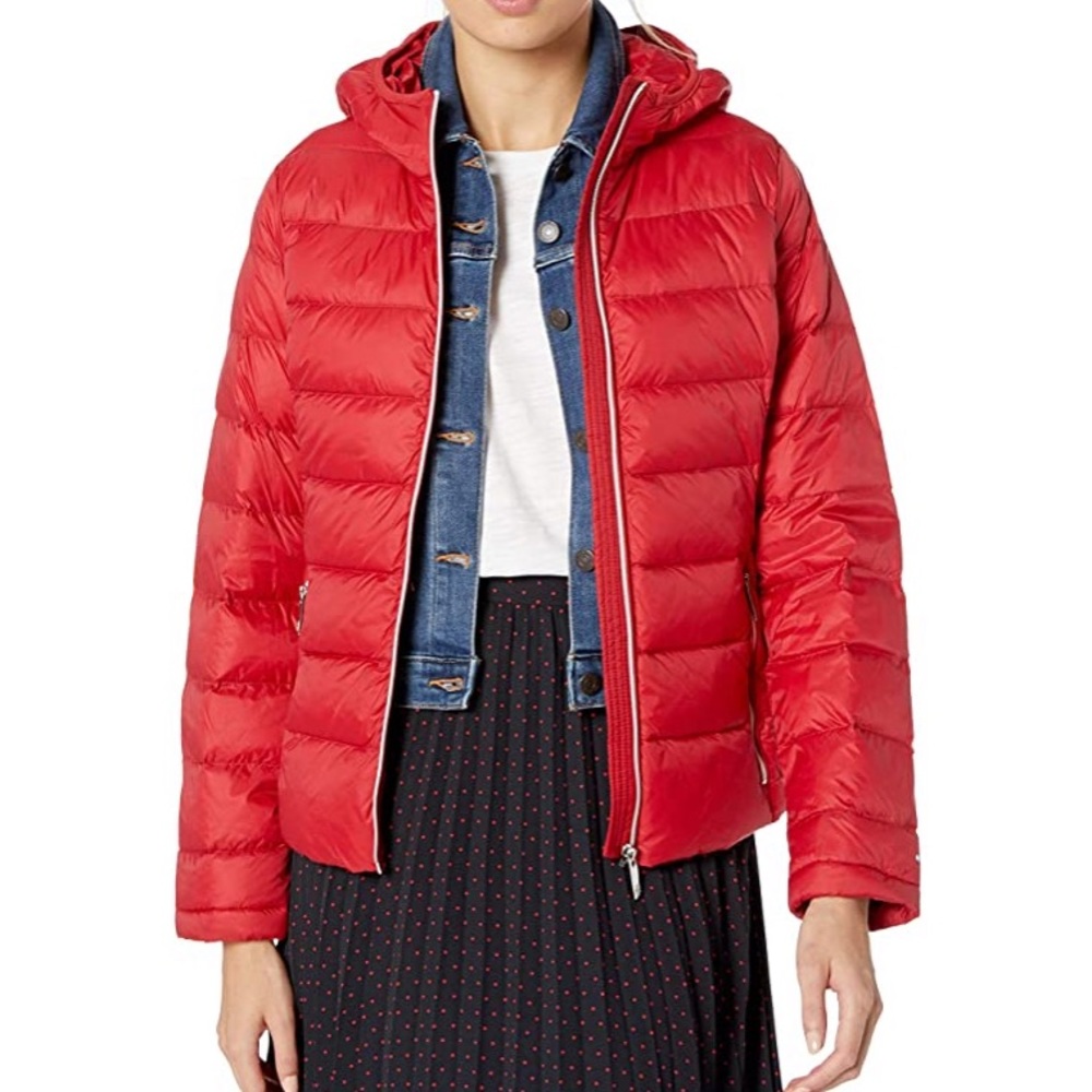 Tommy Hilfiger Packable Down Puffer Red Coat